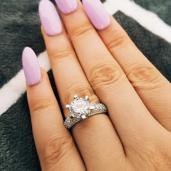 NEW 2CT 925 STERLING SILVER PRINCESS CUT ENGAGEMENT RING - Picture 5 of 6